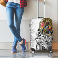 Japanese Samurai Warrior Luggage Cover White Polynesian Tattoo Style