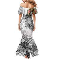 Japanese Samurai Warrior Mermaid Dress White Polynesian Tattoo Style