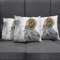 Japanese Samurai Warrior Pillow Cover White Polynesian Tattoo Style - Polynesian Pride