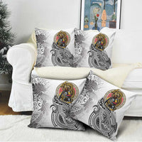 Japanese Samurai Warrior Pillow Cover White Polynesian Tattoo Style - Polynesian Pride