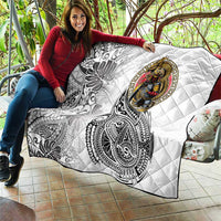 Japanese Samurai Warrior Quilt White Polynesian Tattoo Style