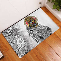 Japanese Samurai Warrior Rubber Doormat White Polynesian Tattoo Style LT9 - Polynesian Pride