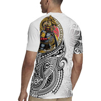 Japanese Samurai Warrior Rugby Jersey White Polynesian Tattoo Style LT9 - Polynesian Pride