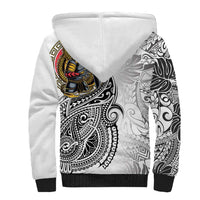 Japanese Samurai Warrior Sherpa Hoodie White Polynesian Tattoo Style LT9 - Polynesian Pride
