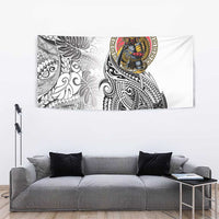 Japanese Samurai Warrior Tapestry White Polynesian Tattoo Style