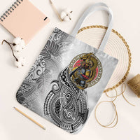 Japanese Samurai Warrior Tote Bag White Polynesian Tattoo Style - Polynesian Pride