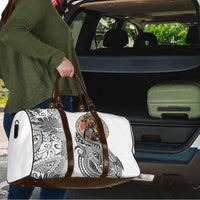 Japanese Samurai Warrior Travel Bag White Polynesian Tattoo Style - Polynesian Pride