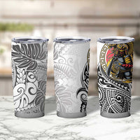 Japanese Samurai Warrior Tumbler Cup White Polynesian Tattoo Style