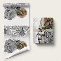 Japanese Samurai Warrior Wrapping Paper White Polynesian Tattoo Style LT9 58" × 23" White - Polynesian Pride