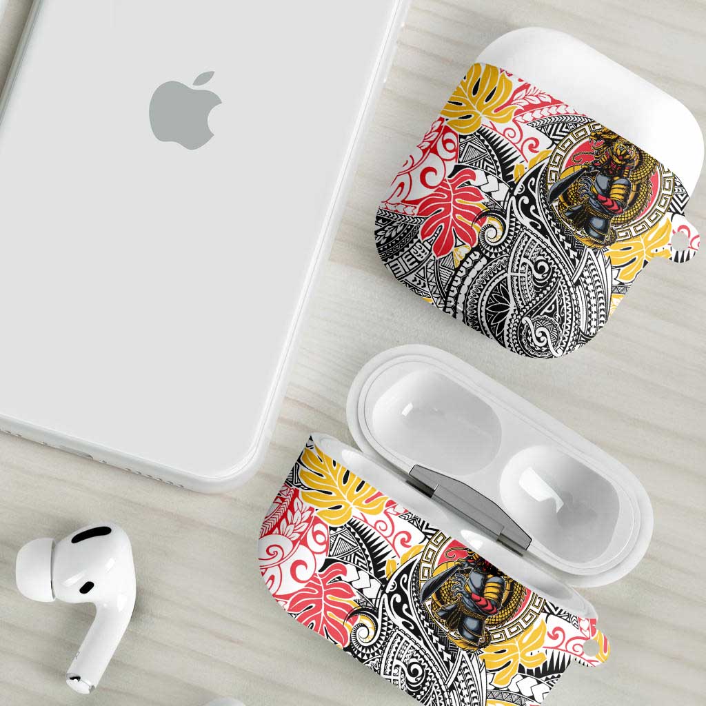 Japanese Samurai Warrior AirPods Case Colorful Polynesian Tattoo Style LT9 - Polynesian Pride