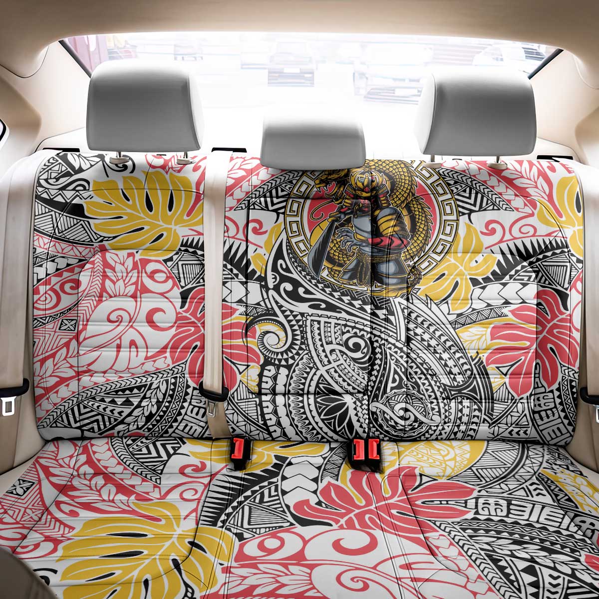 Japanese Samurai Warrior Back Car Seat Cover Colorful Polynesian Tattoo Style
