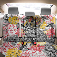 Japanese Samurai Warrior Back Car Seat Cover Colorful Polynesian Tattoo Style