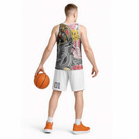 Japanese Samurai Warrior Basketball Jersey Colorful Polynesian Tattoo Style LT9 - Polynesian Pride