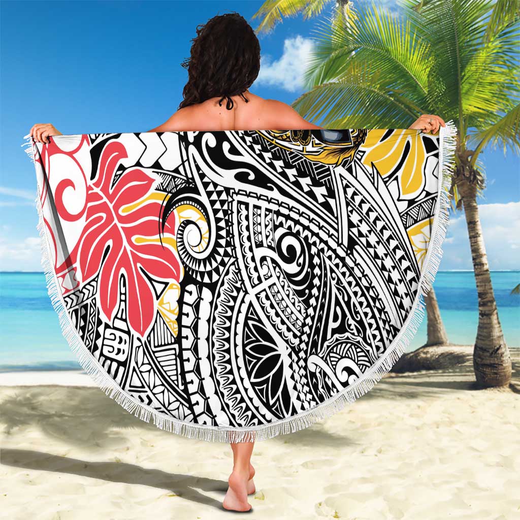 Japanese Samurai Warrior Beach Blanket Colorful Polynesian Tattoo Style LT9 - Polynesian Pride