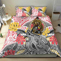 Japanese Samurai Warrior Bedding Set Colorful Polynesian Tattoo Style