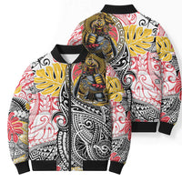 Japanese Samurai Warrior Bomber Puffer Jacket Colorful Polynesian Tattoo Style LT9 - Polynesian Pride