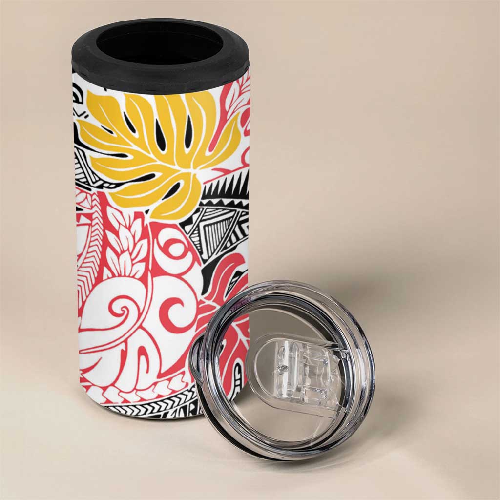 Japanese Samurai Warrior 4 in 1 Can Cooler Tumbler Colorful Polynesian Tattoo Style LT9 - Polynesian Pride