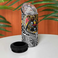 Japanese Samurai Warrior 4 in 1 Can Cooler Tumbler Colorful Polynesian Tattoo Style LT9 - Polynesian Pride