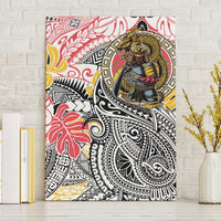 Japanese Samurai Warrior Canvas Wall Art Colorful Polynesian Tattoo Style LT9 Without Frame White - Polynesian Pride