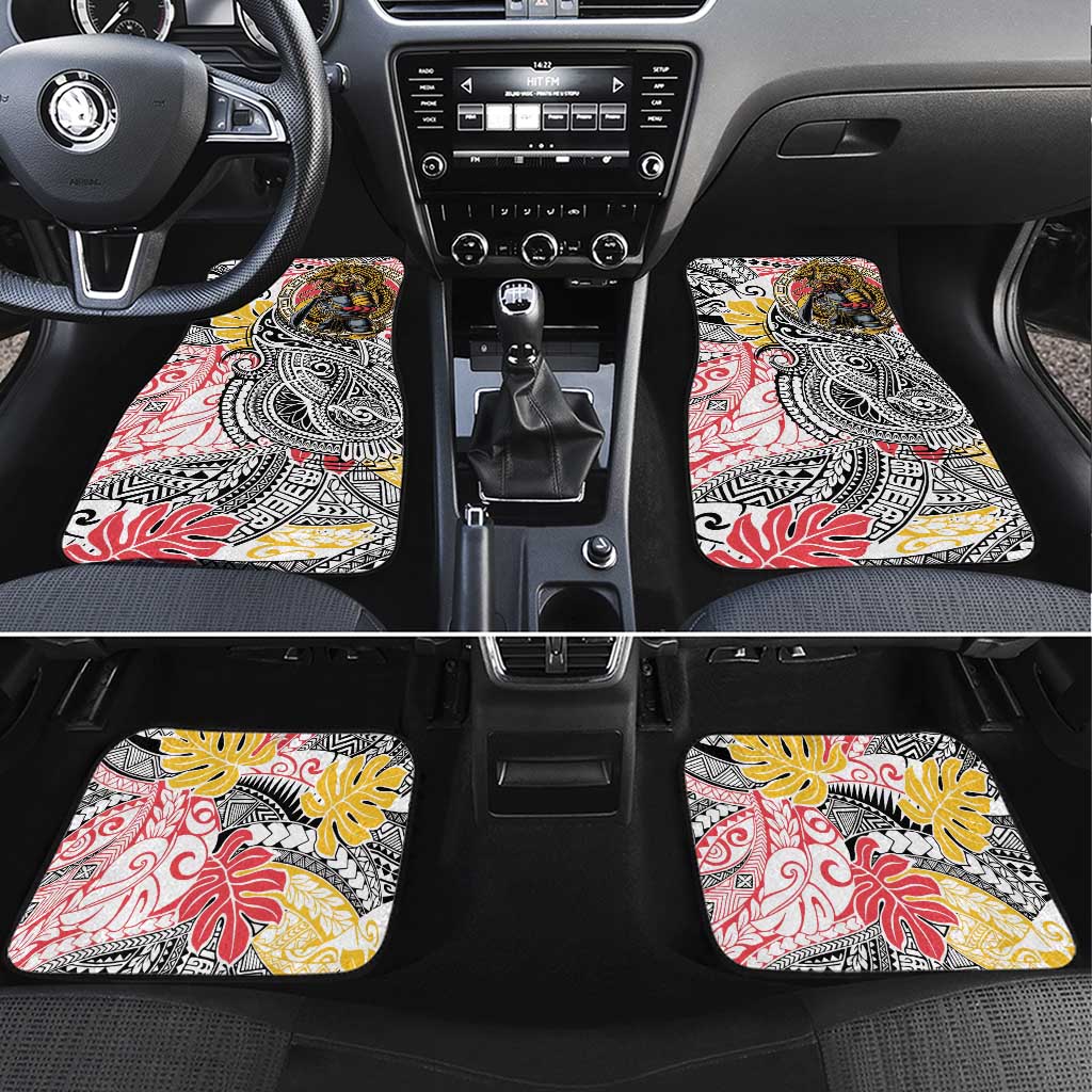 Japanese Samurai Warrior Car Mats Colorful Polynesian Tattoo Style LT9 Set 4pcs White - Polynesian Pride