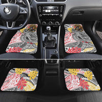 Japanese Samurai Warrior Car Mats Colorful Polynesian Tattoo Style LT9 Set 4pcs White - Polynesian Pride