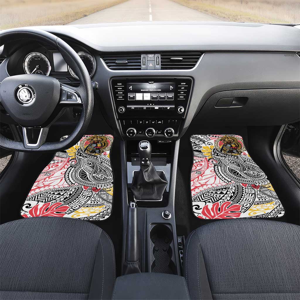 Japanese Samurai Warrior Car Mats Colorful Polynesian Tattoo Style LT9 Set 2pcs - Front White - Polynesian Pride