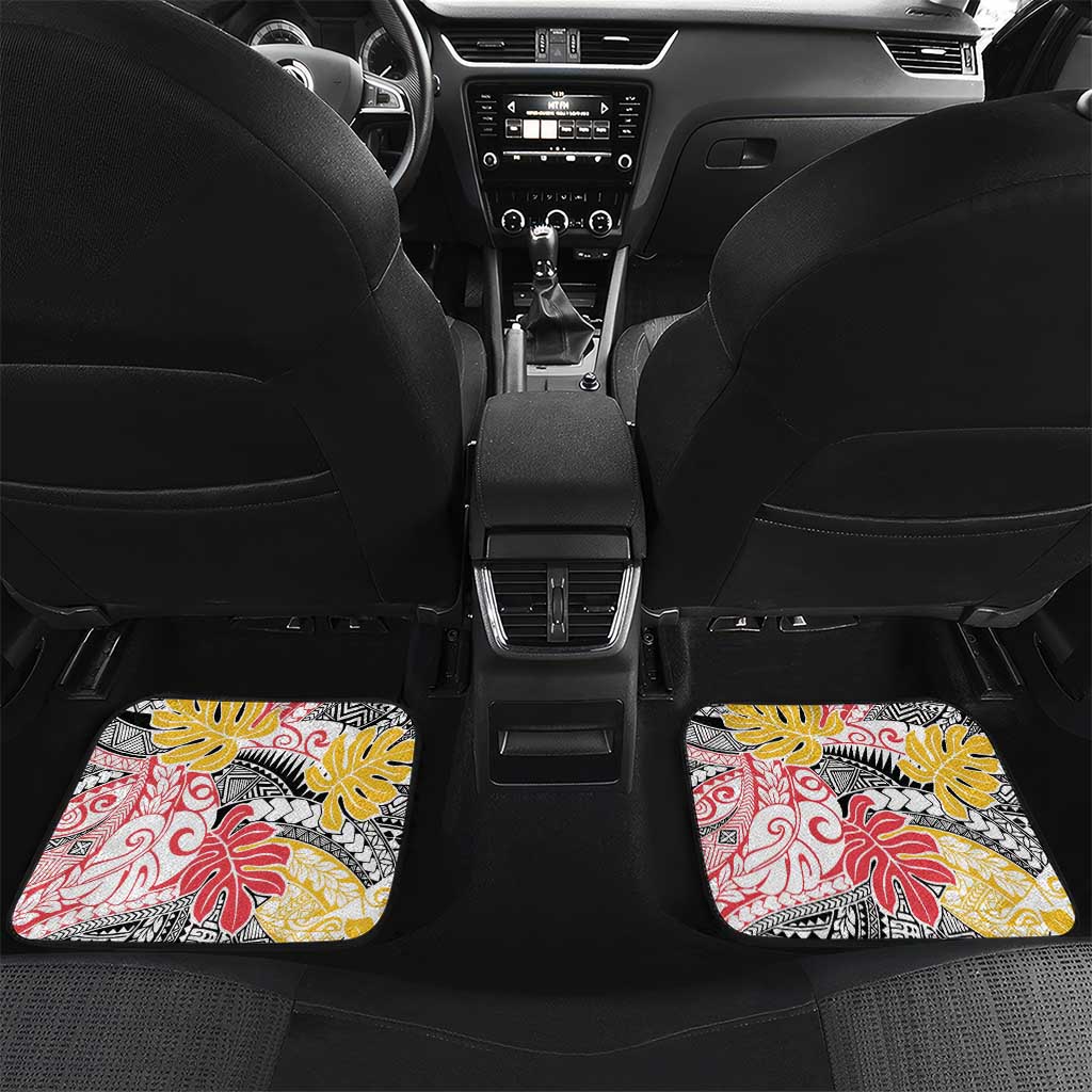 Japanese Samurai Warrior Car Mats Colorful Polynesian Tattoo Style LT9 Set 2pcs - Back White - Polynesian Pride