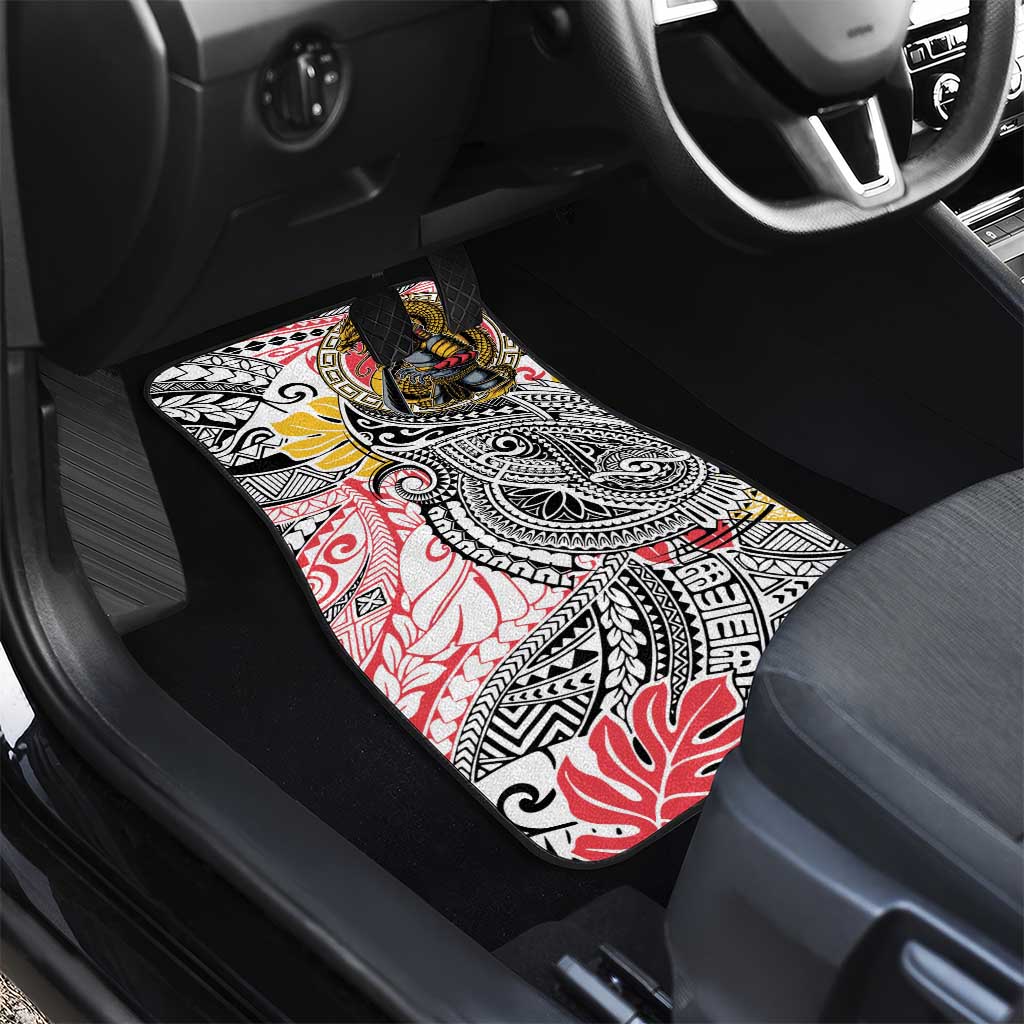 Japanese Samurai Warrior Car Mats Colorful Polynesian Tattoo Style LT9 - Polynesian Pride