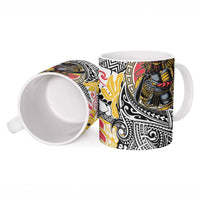 Japanese Samurai Warrior Ceramic Mug Colorful Polynesian Tattoo Style LT9 - Polynesian Pride