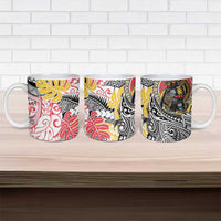 Japanese Samurai Warrior Ceramic Mug Colorful Polynesian Tattoo Style LT9 - Polynesian Pride
