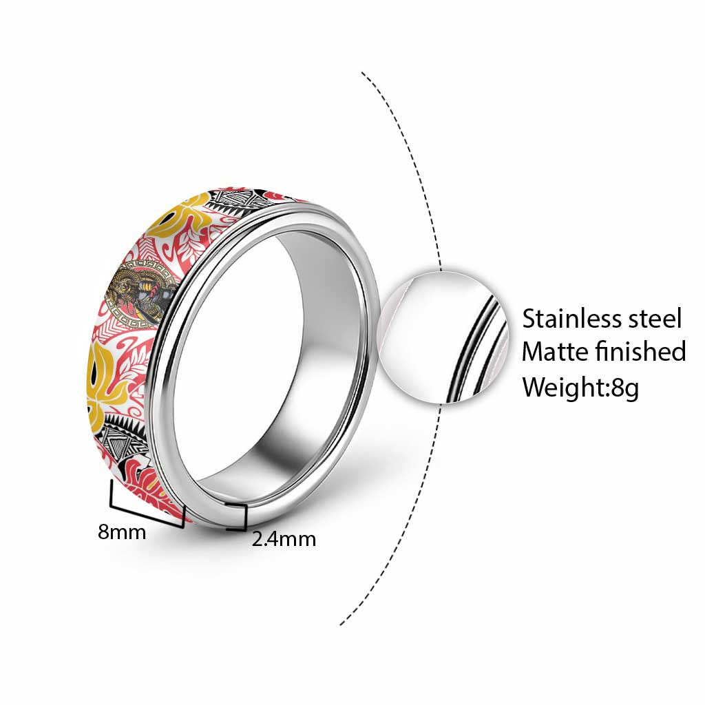 Japanese Samurai Warrior Classic Ring Colorful Polynesian Tattoo Style LT9 - Polynesian Pride