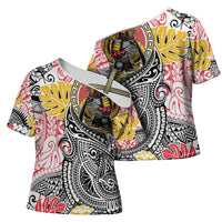 Japanese Samurai Warrior Cross Shoulder Shirt Colorful Polynesian Tattoo Style LT9 - Polynesian Pride