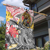 Japanese Samurai Warrior Garden Flag Colorful Polynesian Tattoo Style