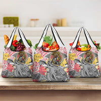 Japanese Samurai Warrior Grocery Bag Colorful Polynesian Tattoo Style LT9 3-pack One Size White - Polynesian Pride