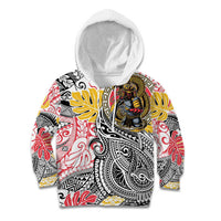 Japanese Samurai Warrior Kid Hoodie Colorful Polynesian Tattoo Style