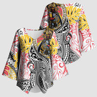 Japanese Samurai Warrior Kimono Sleeve Blouse Colorful Polynesian Tattoo Style LT9 - Polynesian Pride