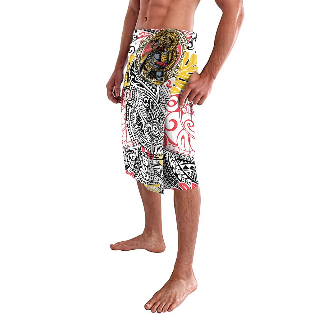 Japanese Samurai Warrior Lavalava Colorful Polynesian Tattoo Style