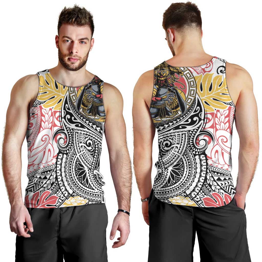Japanese Samurai Warrior Men Tank Top Colorful Polynesian Tattoo Style LT9 - Polynesian Pride