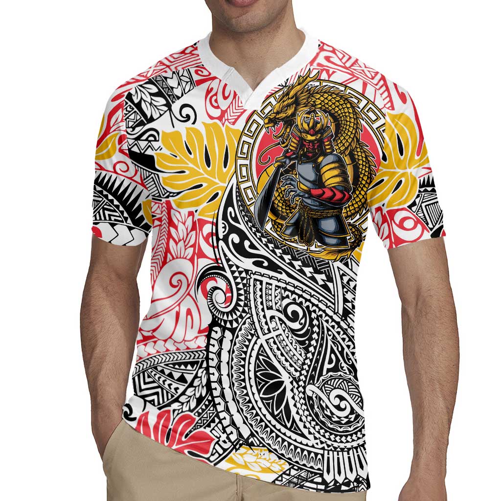 Japanese Samurai Warrior Rugby Jersey Colorful Polynesian Tattoo Style LT9 - Polynesian Pride