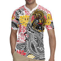 Japanese Samurai Warrior Rugby Jersey Colorful Polynesian Tattoo Style LT9 - Polynesian Pride