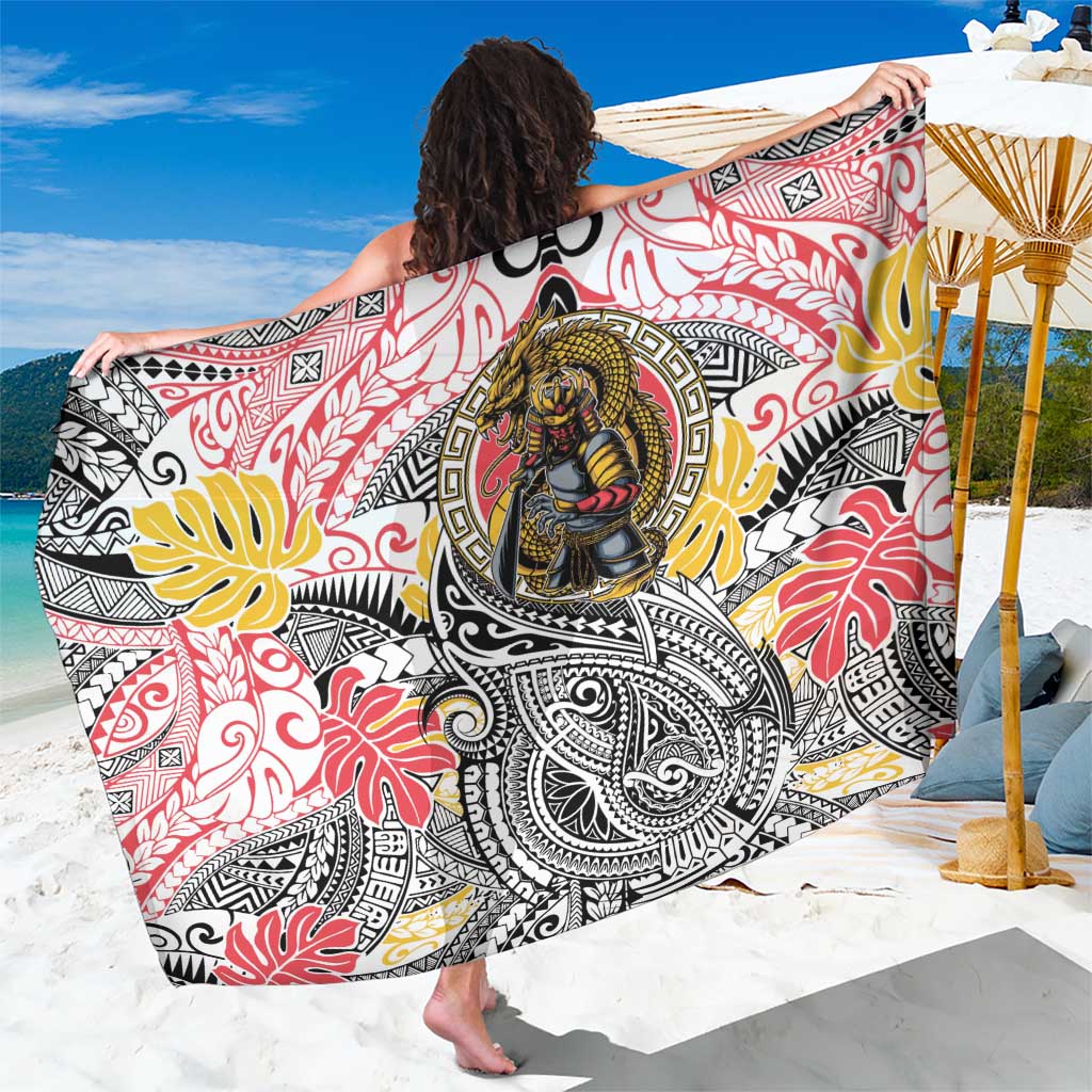 Japanese Samurai Warrior Sarong Colorful Polynesian Tattoo Style