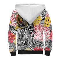 Japanese Samurai Warrior Sherpa Hoodie Colorful Polynesian Tattoo Style LT9 - Polynesian Pride