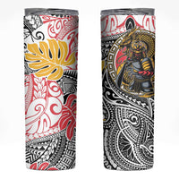 Japanese Samurai Warrior Skinny Tumbler Colorful Polynesian Tattoo Style