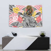 Japanese Samurai Warrior Tapestry Colorful Polynesian Tattoo Style