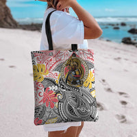 Japanese Samurai Warrior Tote Bag Colorful Polynesian Tattoo Style - Polynesian Pride