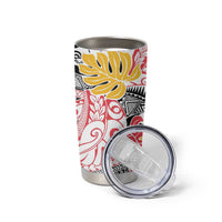 Japanese Samurai Warrior Tumbler Cup Colorful Polynesian Tattoo Style