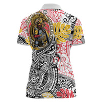 Japanese Samurai Warrior Women Polo Shirt Colorful Polynesian Tattoo Style
