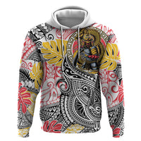 Japanese Samurai Warrior Zip Hoodie Colorful Polynesian Tattoo Style