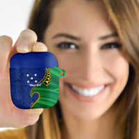 Solomon Islands Independence Day 1978 Personalised AirPods Case Polynesian Pattern with Flag Style - Polynesian Pride