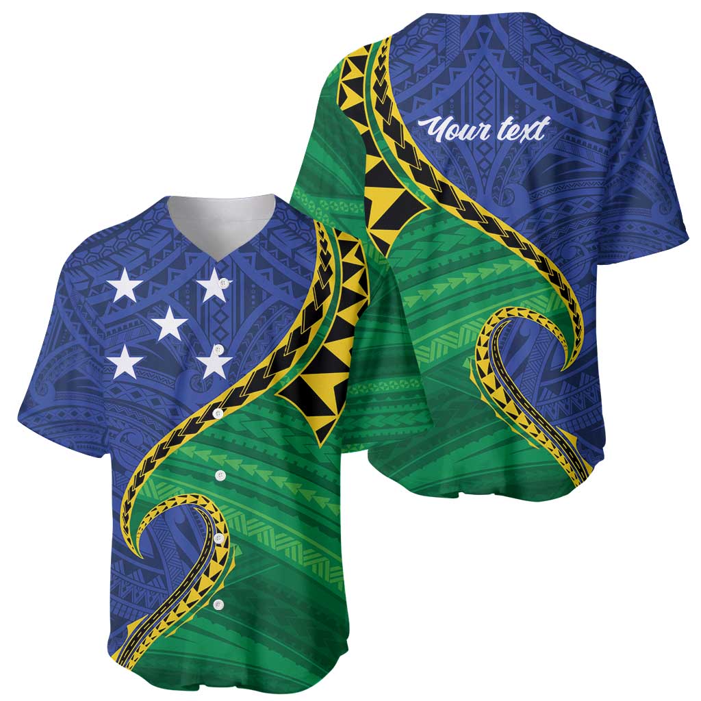 Solomon Islands Independence Day 1978 Personalised Baseball Jersey Polynesian Pattern with Flag Style